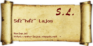 Sáhó Lajos névjegykártya