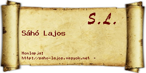 Sáhó Lajos névjegykártya